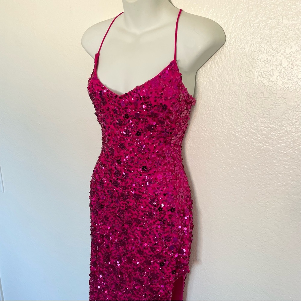 Mac Duggal Pink Sequin Maxi Dress - Picture 6 of 16